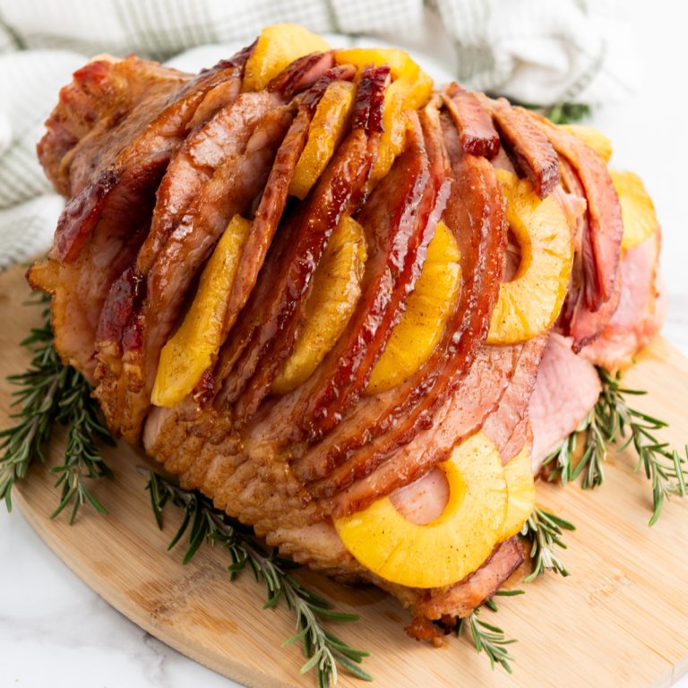 feature image for brown sugar pineapple ham