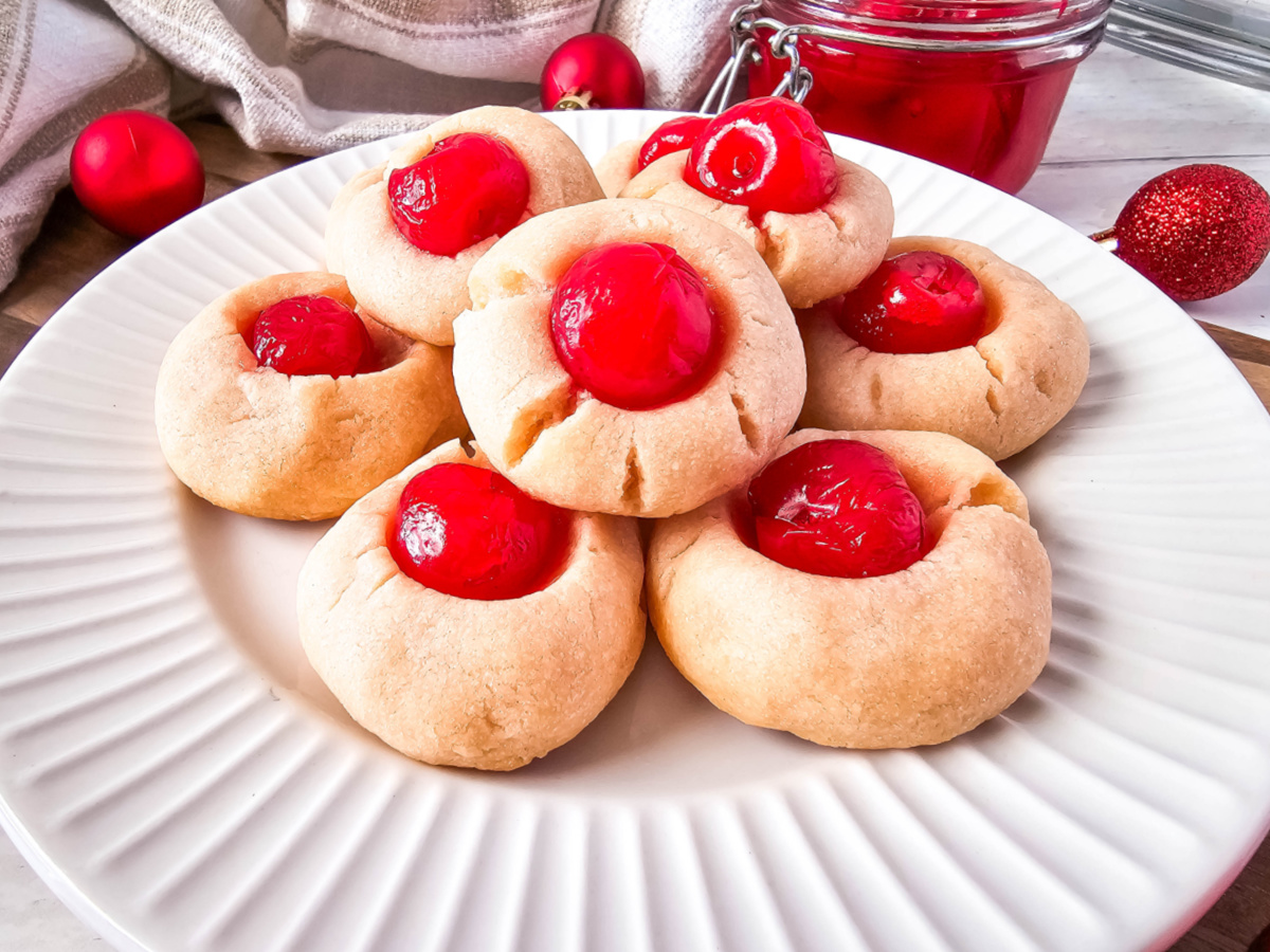 baked almond cookies with cherries