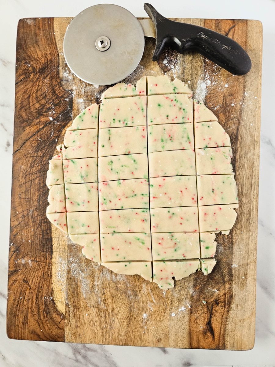 cut dough into rectangles