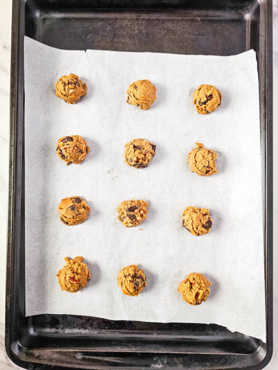 dough balls on baking sheet