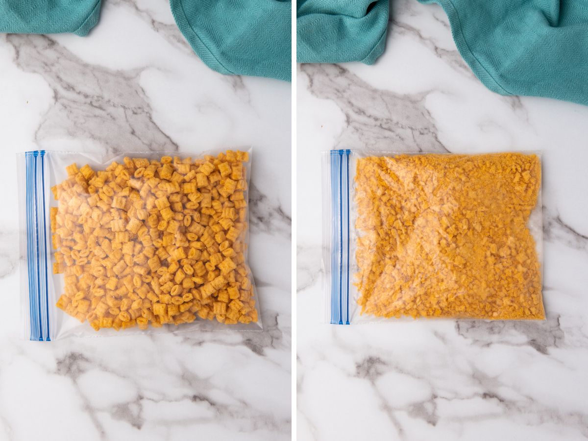 cereal in ziplock bag, crushed