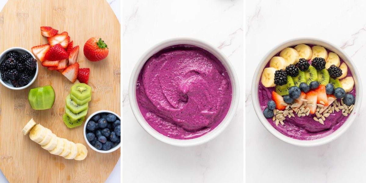 assembling smoothie bowl