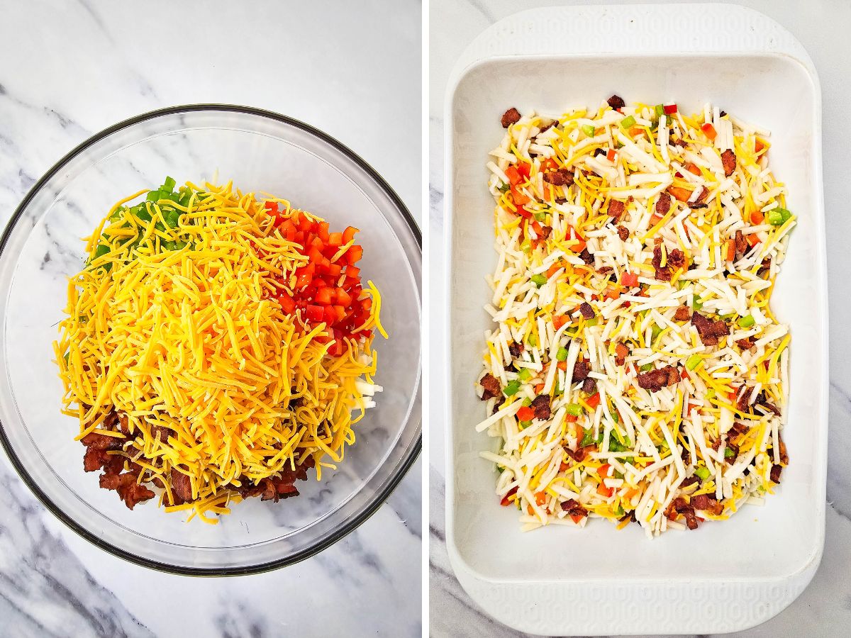 add veggies to bowl mix and add to casserole