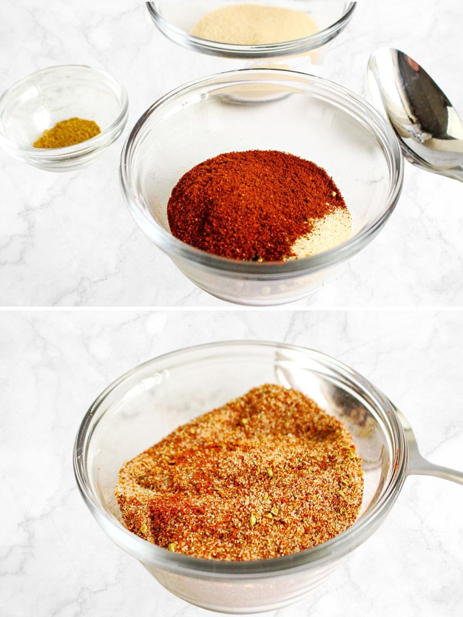 mixing spices in bowl
