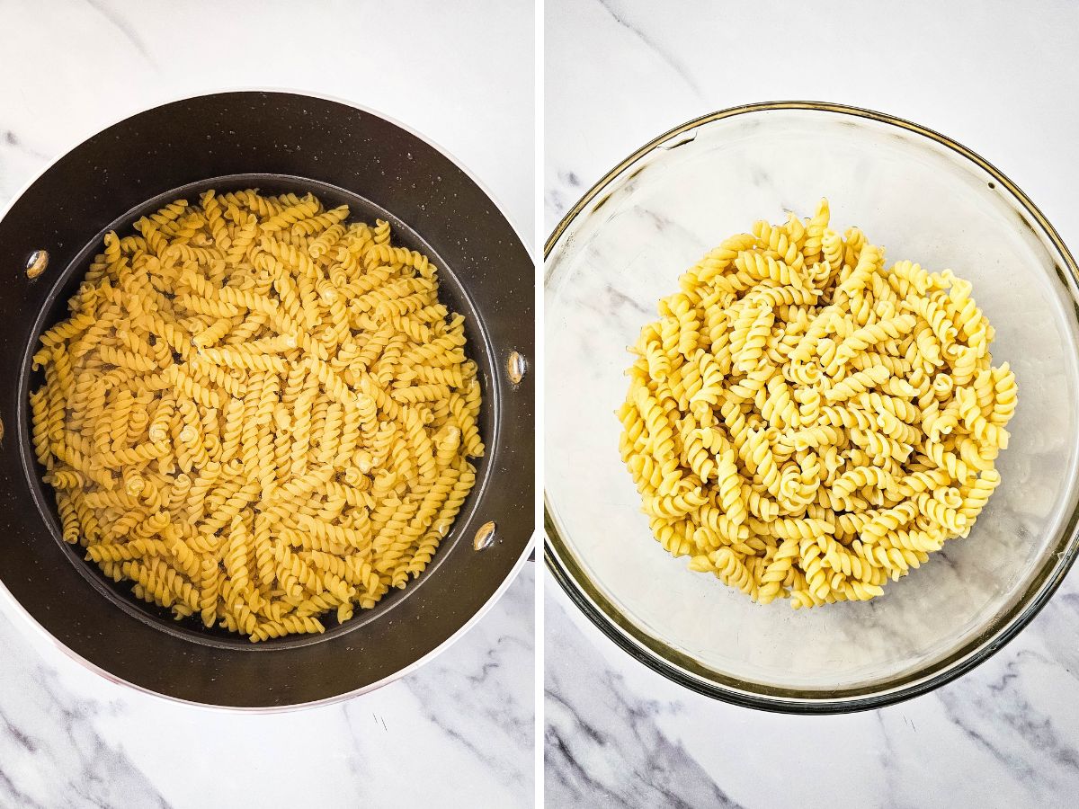 cooking pasta for salad