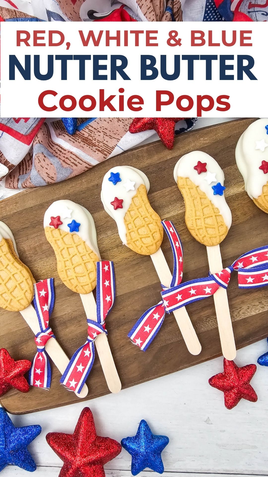 Red, White, and Blue Nutter Butter Cookie Pops