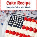 Piping frosting stars between rows of strawberries and blueberries - Pinterest Image