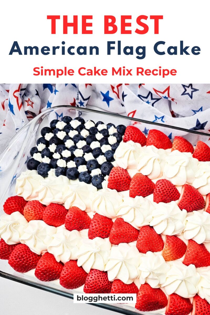 Easy American Flag Cake for Fourth of July celebrations, Pinterest image