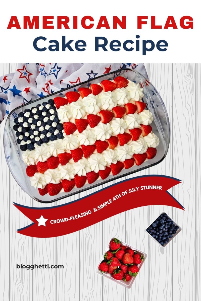 Easy Fourth of July cake decorated to resemble the American flag